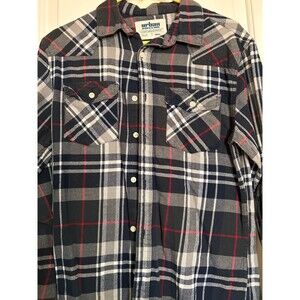 Urban Pipeline Plaid Button Up Shirt Men’s Small Black Gray Red Casual Flannel